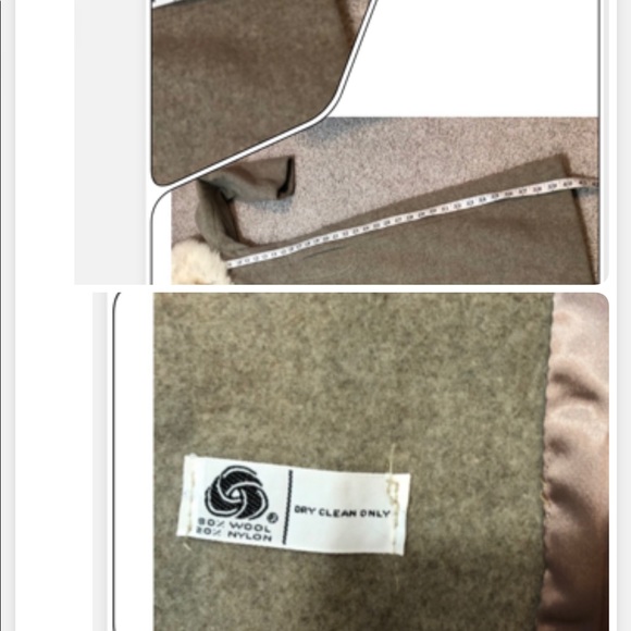 VINTAGE WOOL & FUR TRIM TAN AND CREAM COAT - Picture 7 of 7